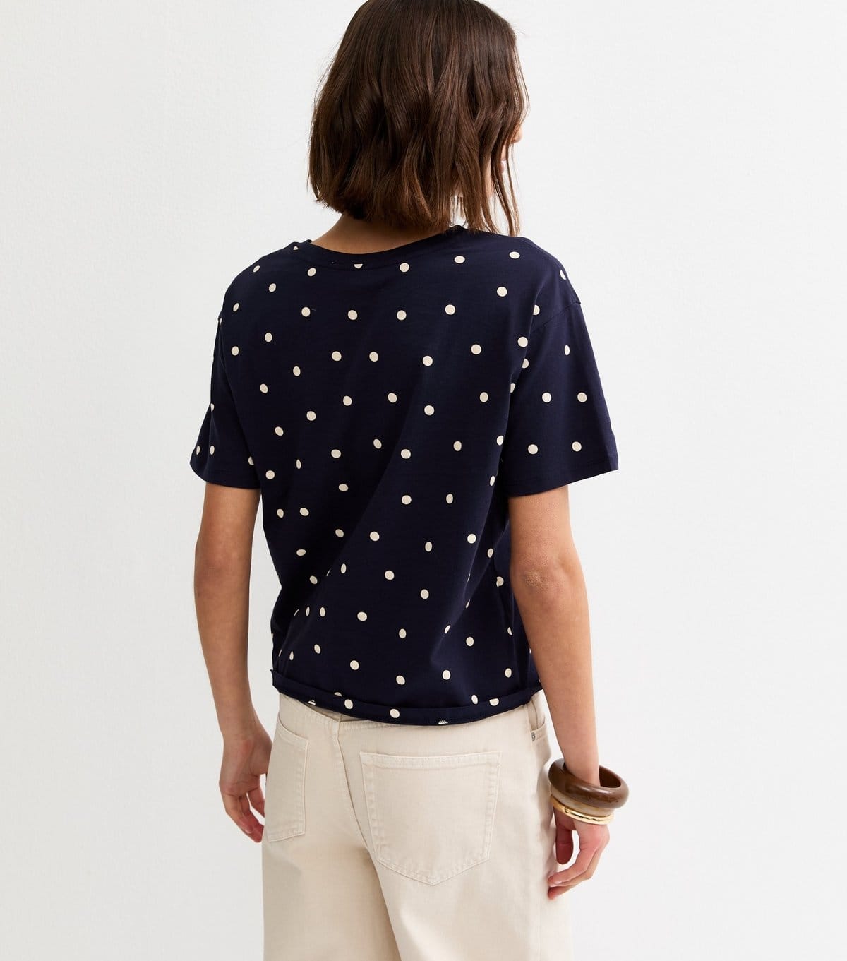 New Look Women's Navy Polka Dot Short Sleeve T-Shirt New Look - 4