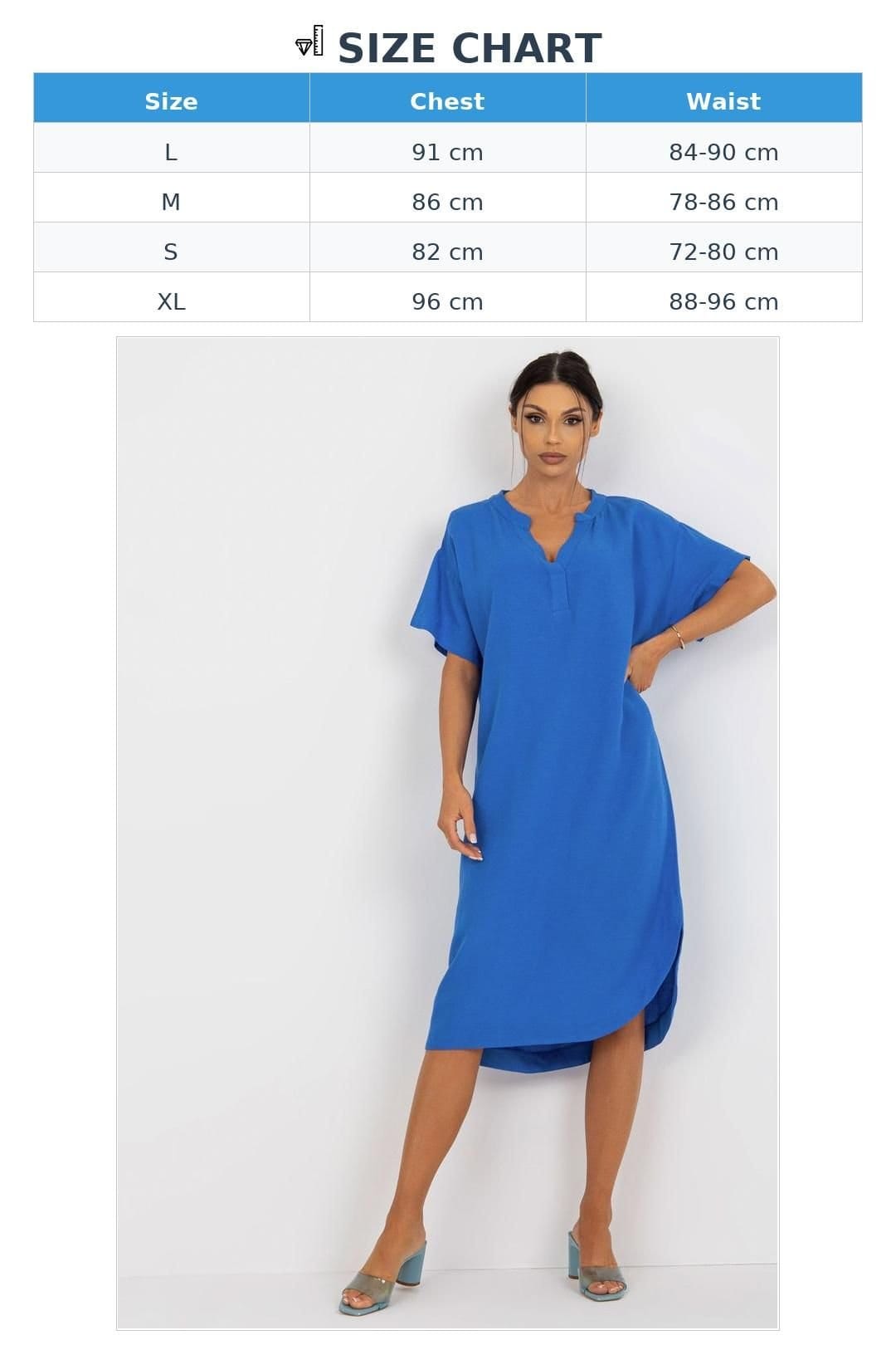 Love Lace Love Lace Women's Shirt Cut Heart Neckline Slit Dress in Blue - 4