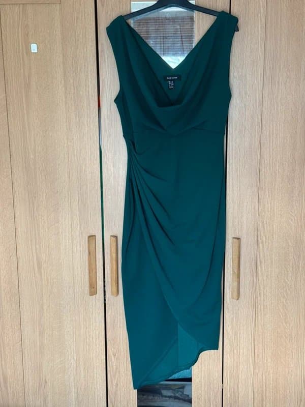 New Look New Look - Dark Green Cowl Neck Ruched Midi Dress