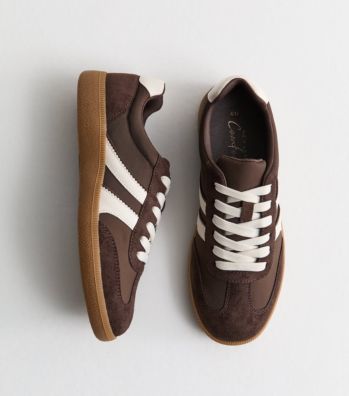 New Look New Look Dark Brown Faux Leather Side Stripe Trainers