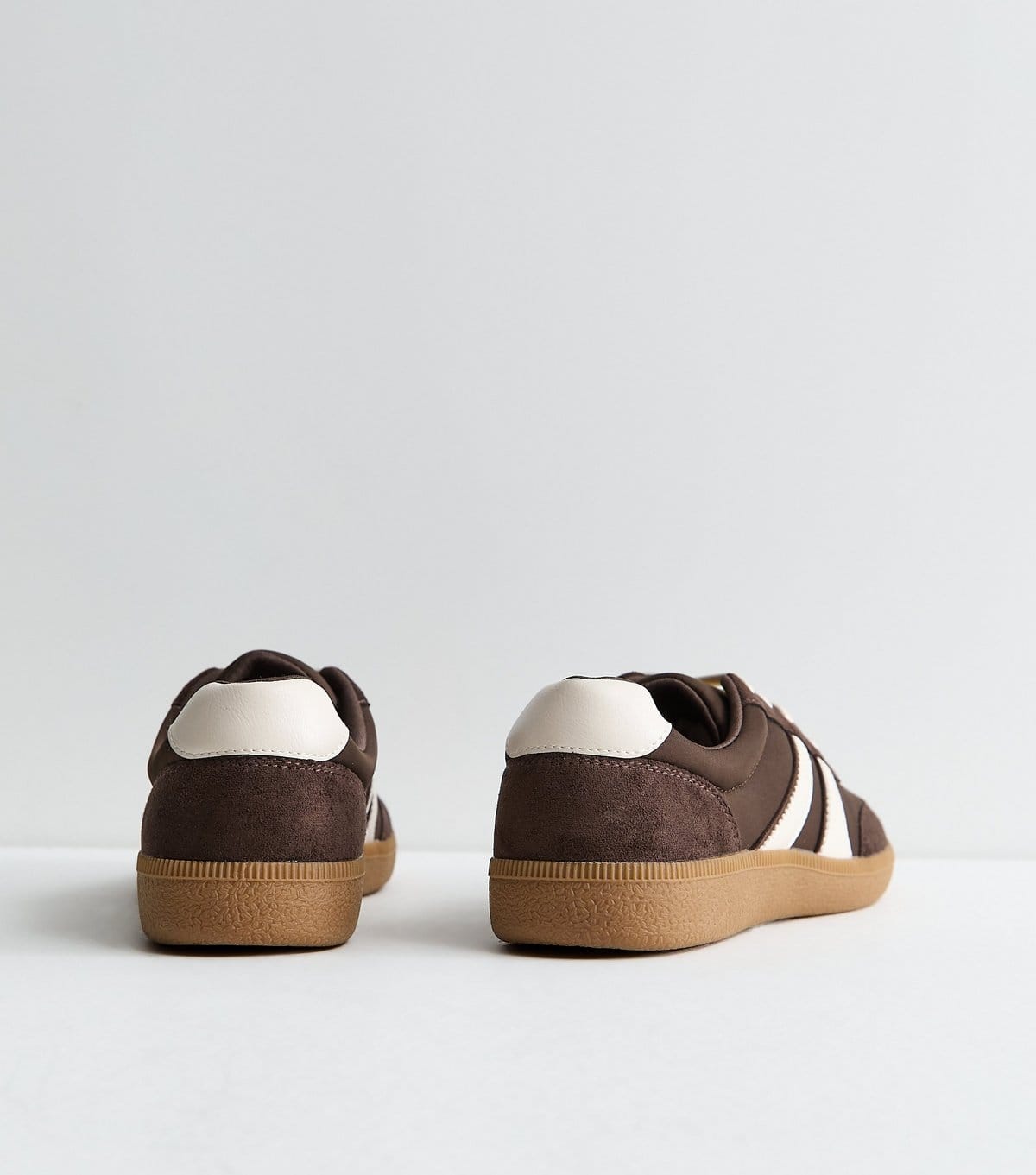 New Look Women's Dark Brown Faux Brushed Leather Side Stripe Trainers Vegan New Look - 4
