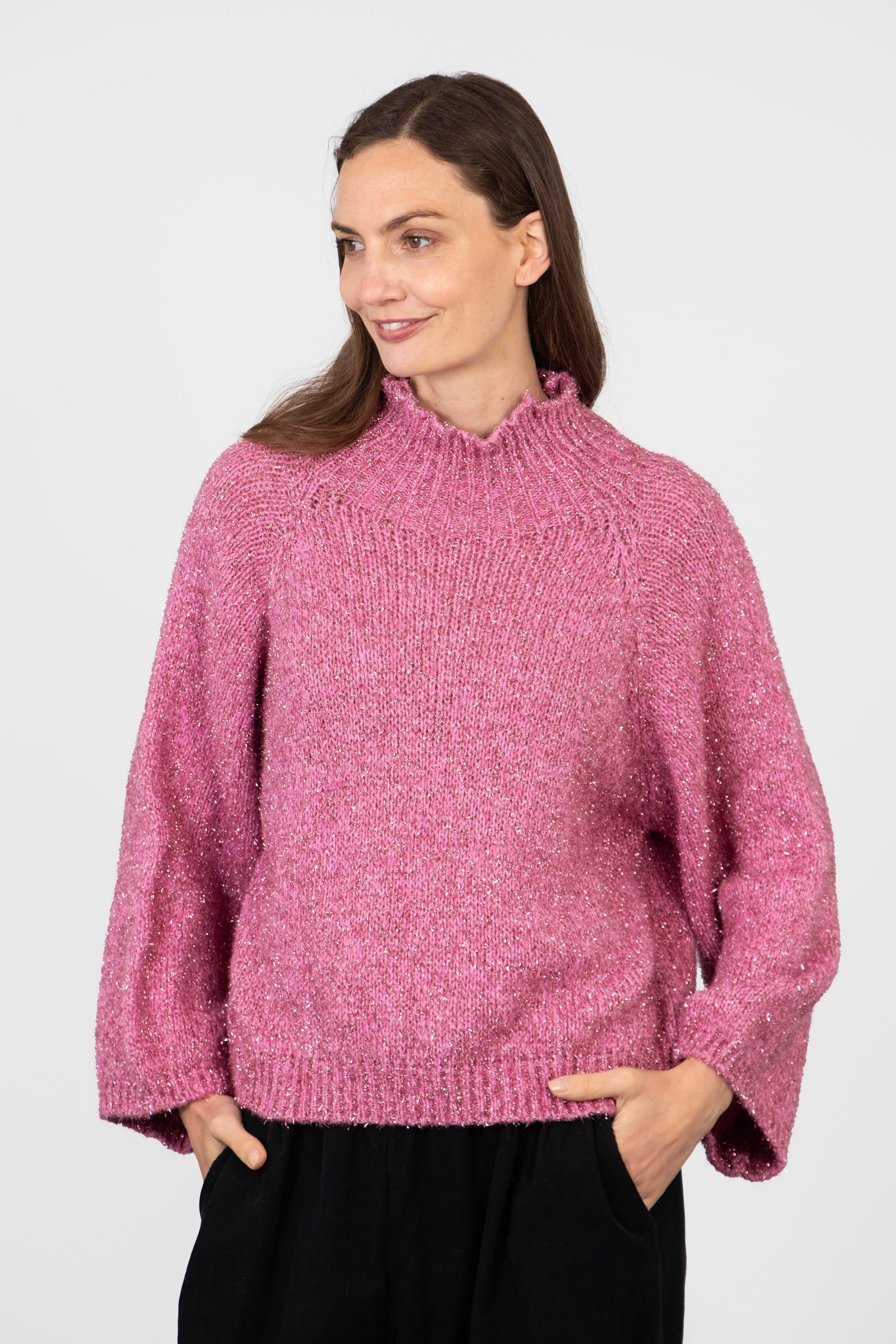 Sarta Sarta Women's Riley Cropped Box Jumper - Pink - 1