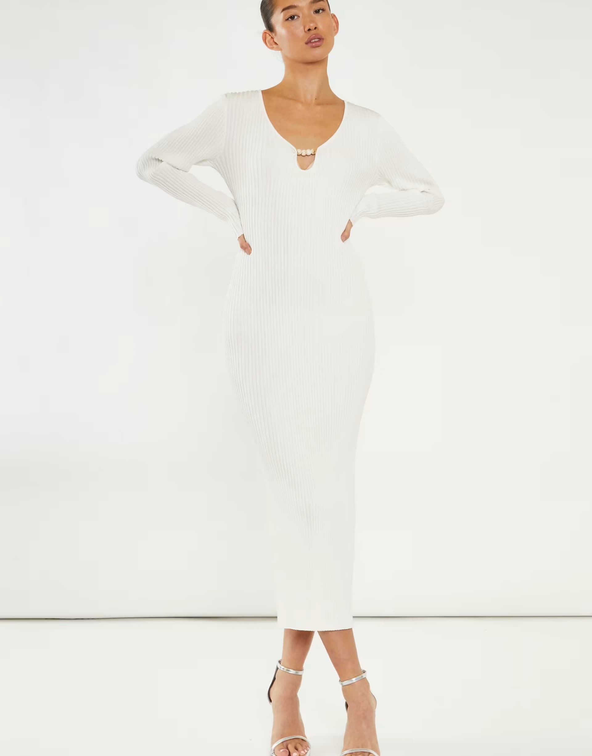ASOS Narrated Bead detail maxi-dress in off white