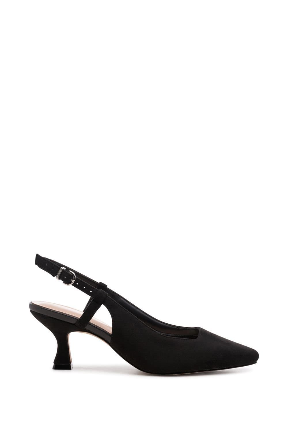Paradox London Paradox London Women's 'Fervora' Wide Fit Mid Heel Chisel Toe Sling Backs in Black