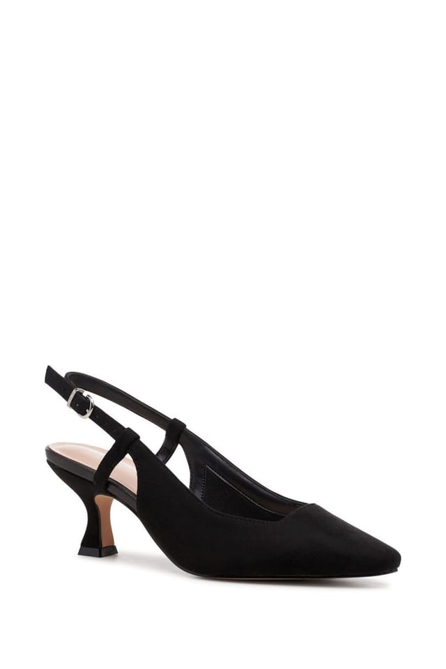 Paradox London Paradox London Women's 'Fervora' Wide Fit Mid Heel Chisel Toe Sling Backs in Black - 2