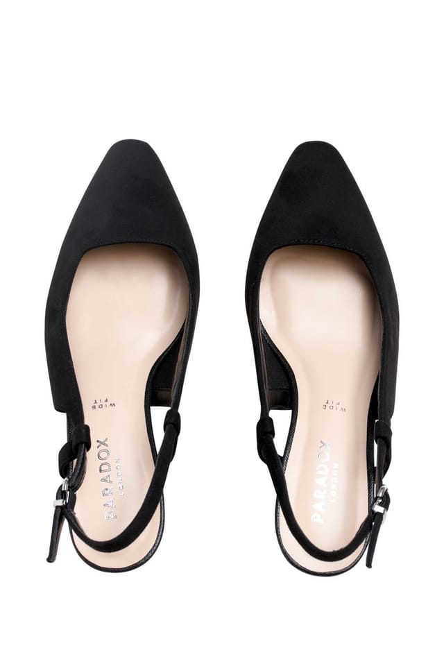 Paradox London Paradox London Women's 'Fervora' Wide Fit Mid Heel Chisel Toe Sling Backs in Black - 3