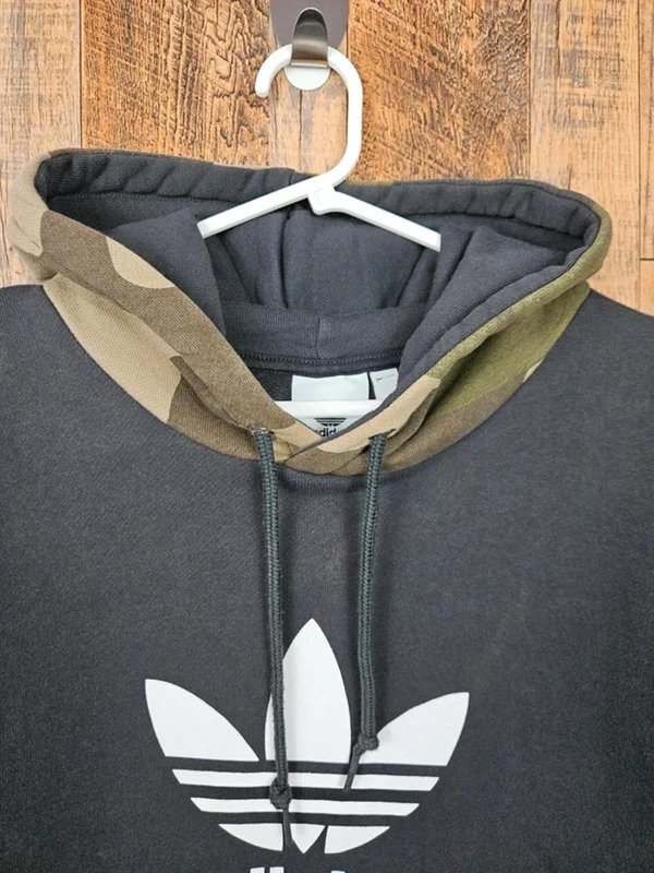 adidas Adidas Trefoil Hoodie - Black Camo Sleeves - Logo Sweatshirt - M - 1