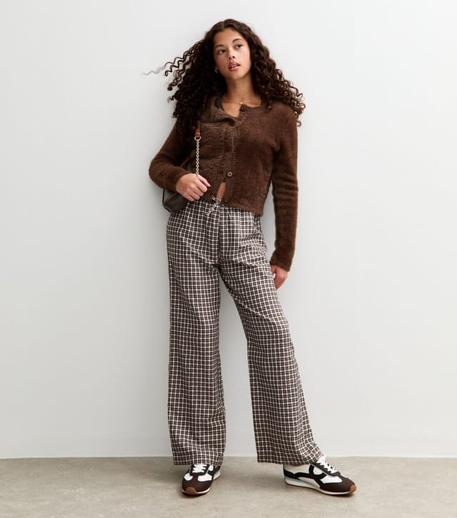 New Look Girls' Brown Fluffy Crew Neck Cardigan New Look - 3