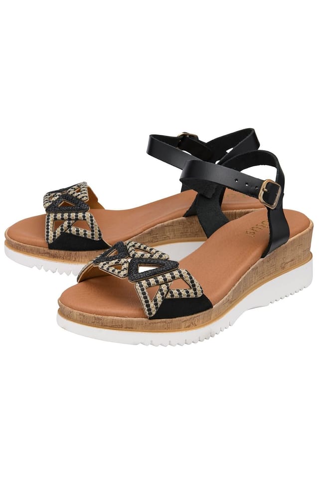 Lotus Lotus Women's 'Ariah' Leather Wedge Sandals in Black - 2