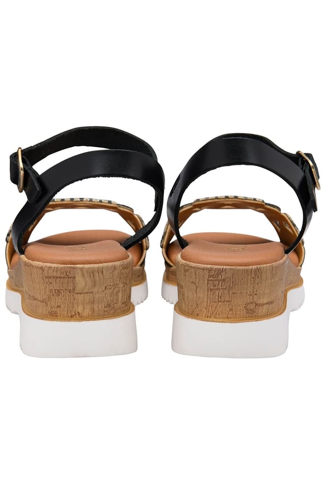 Lotus Lotus Women's 'Ariah' Leather Wedge Sandals in Black - 3