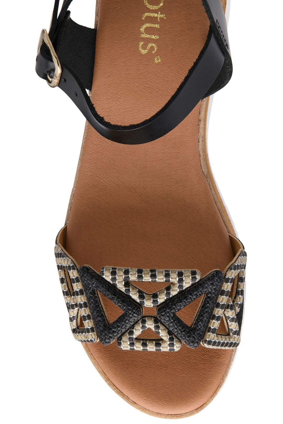 Lotus Lotus Women's 'Ariah' Leather Wedge Sandals in Black - 4
