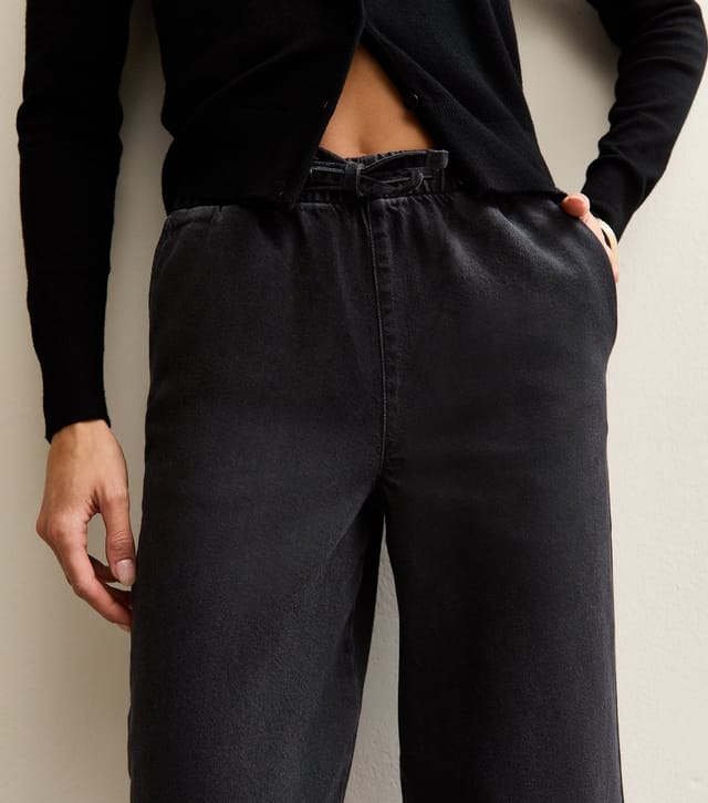 New Look Women's Tall Black Pull On Wide Leg Jeans New Look - 3