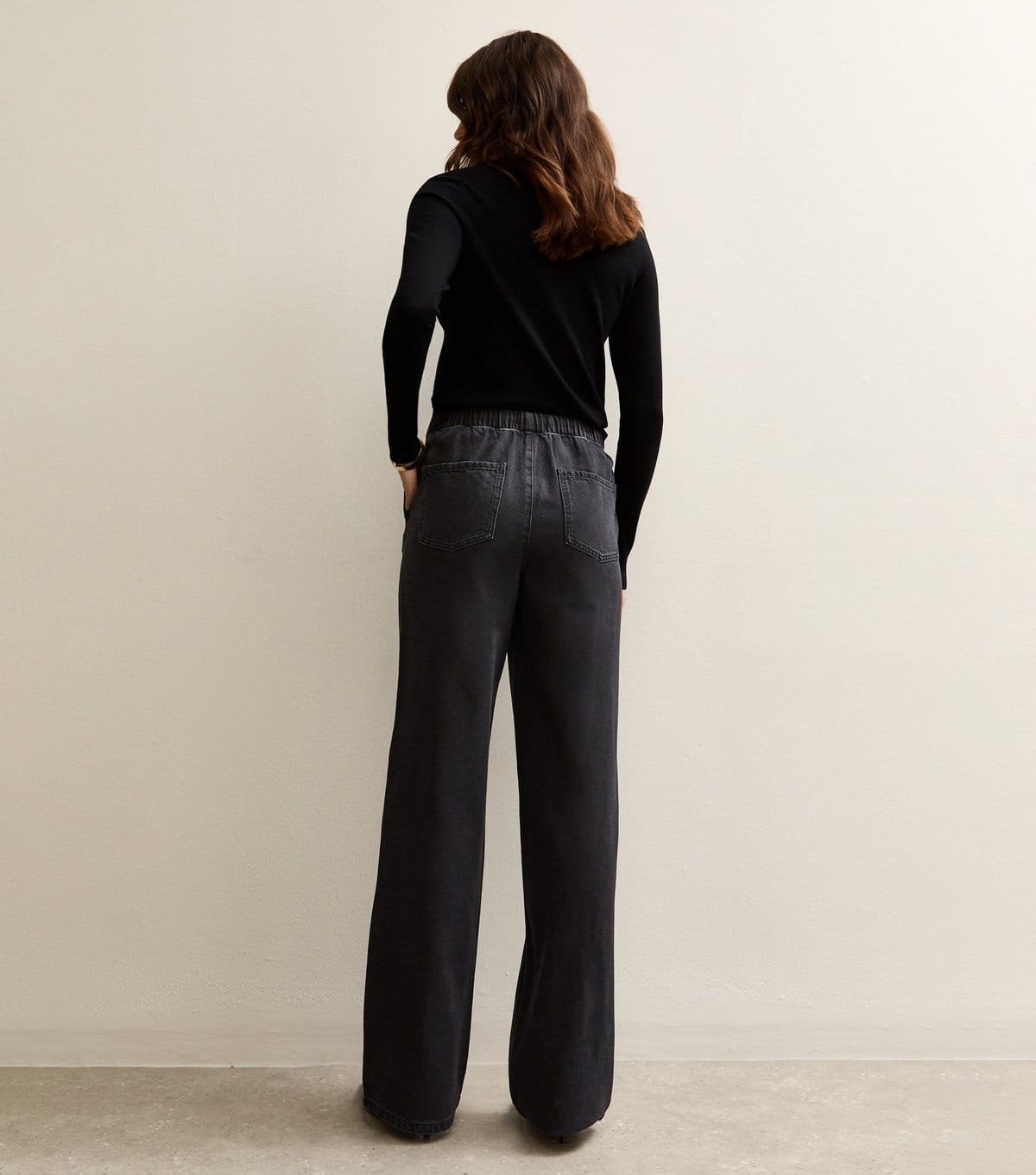 New Look Women's Tall Black Pull On Wide Leg Jeans New Look - 4
