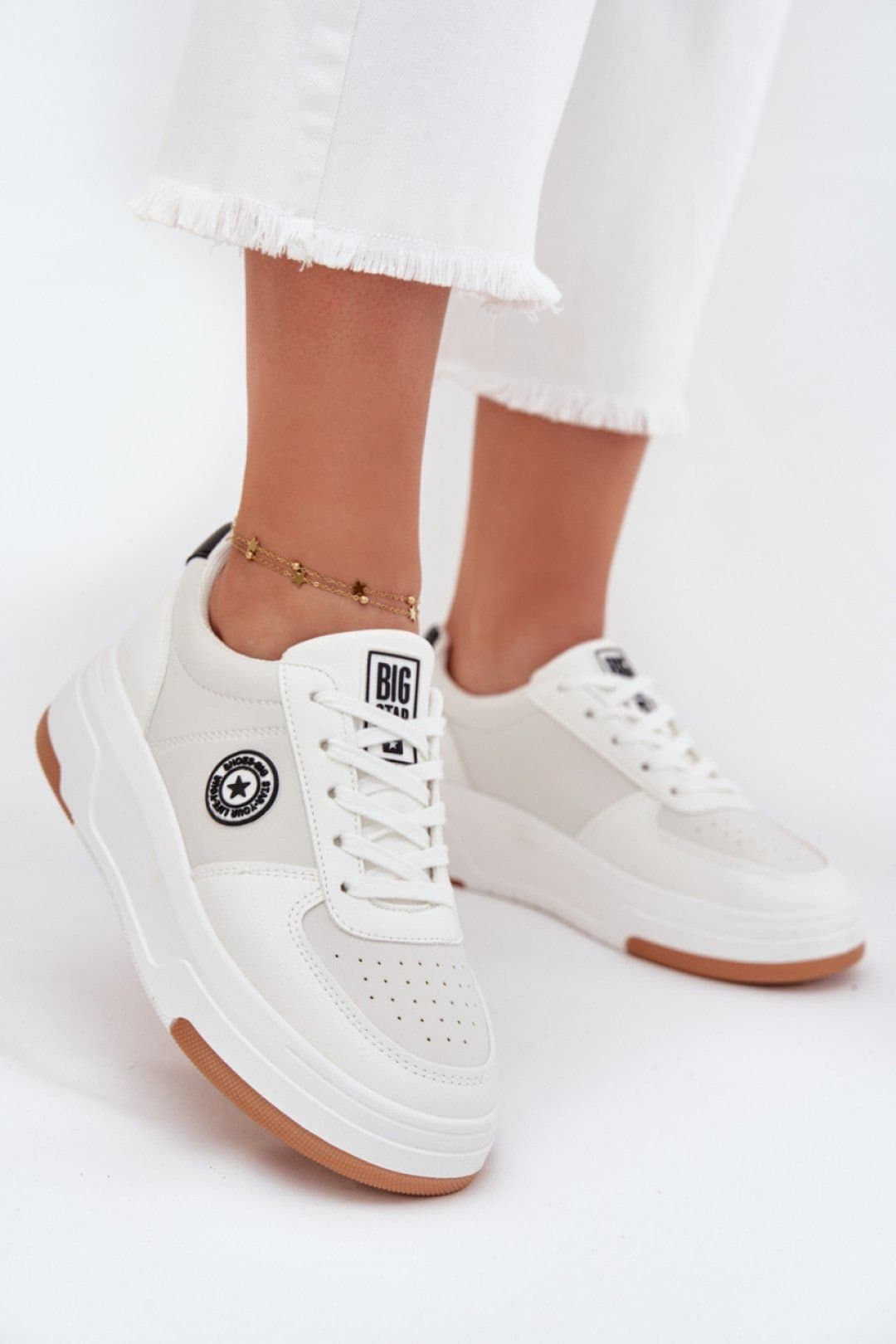 Love Lace Love Lace Women's Big Star Sport Sneakers with HIPOLY Insole Textile in White