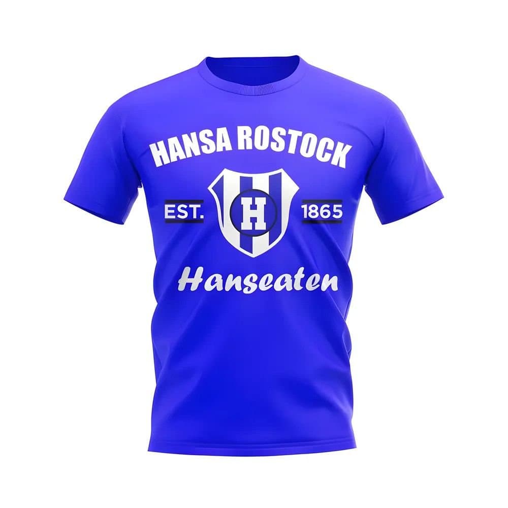 Hansa Rostock Hansa Rostock Men's Personalised Established Football T-Shirt in Blue