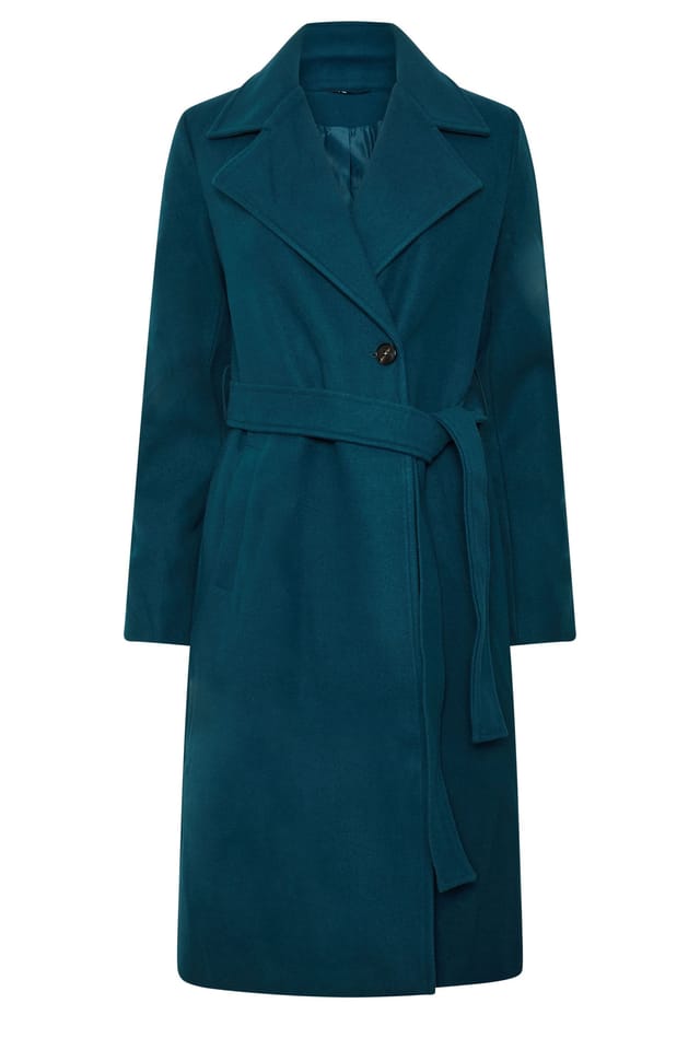 Long Tall Sally Long Tall Sally Women's Tall Belted Midi Coat in Teal - 2