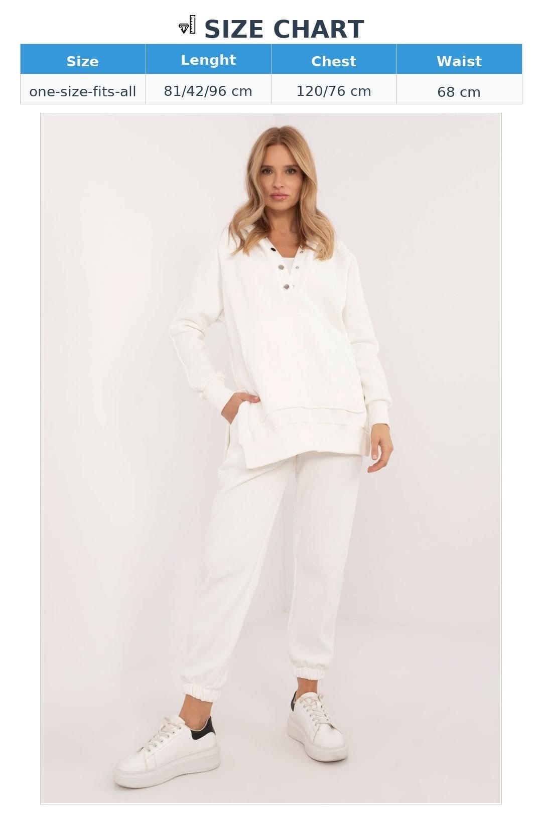 Love Lace Love Lace Women's Cotton Melange Warm T-Shirt Hoodie Pant Set in White - 4