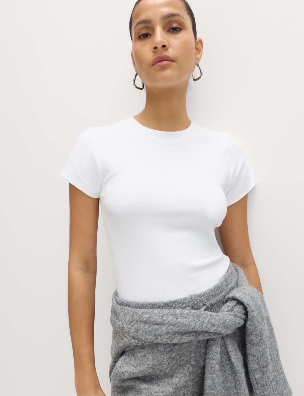 Marks & Spencer M&S Cotton Rich Premium T-Shirt Soft White - 3