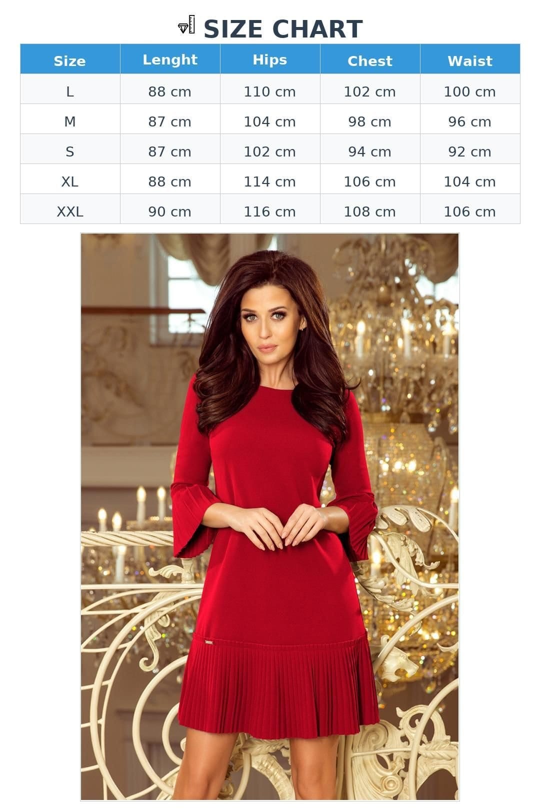 Love Lace Love Lace Women's Pleated Sleeve Day Dress in Red - 4