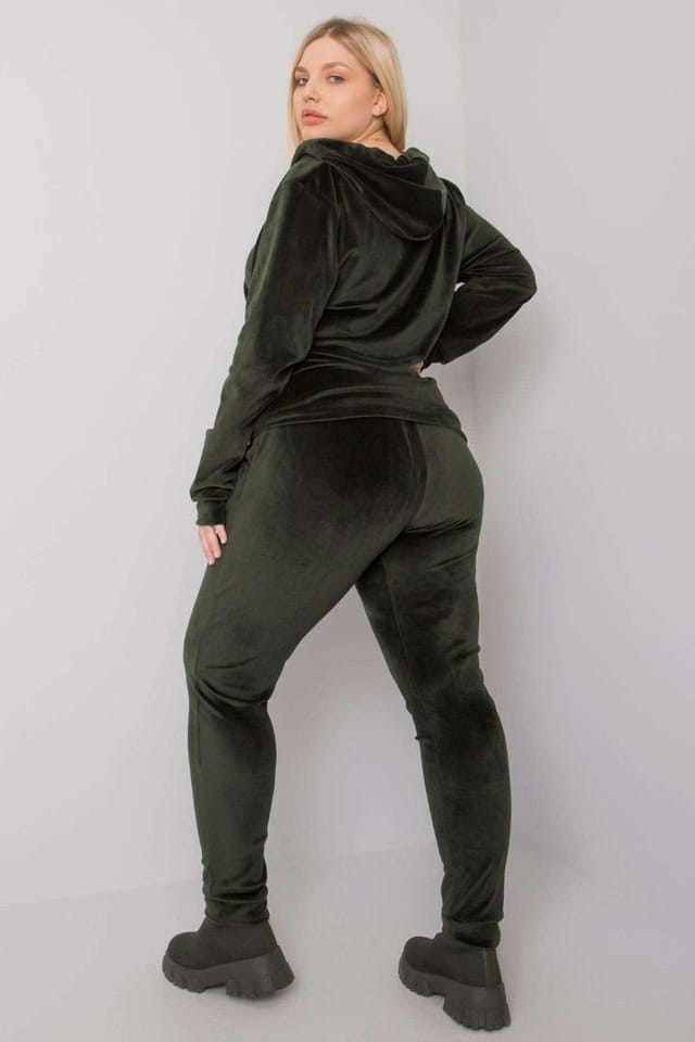 Love Lace Love Lace Women's Plus Size Velour Zip Hoodie Pant Set Style 171041 in Green - 3