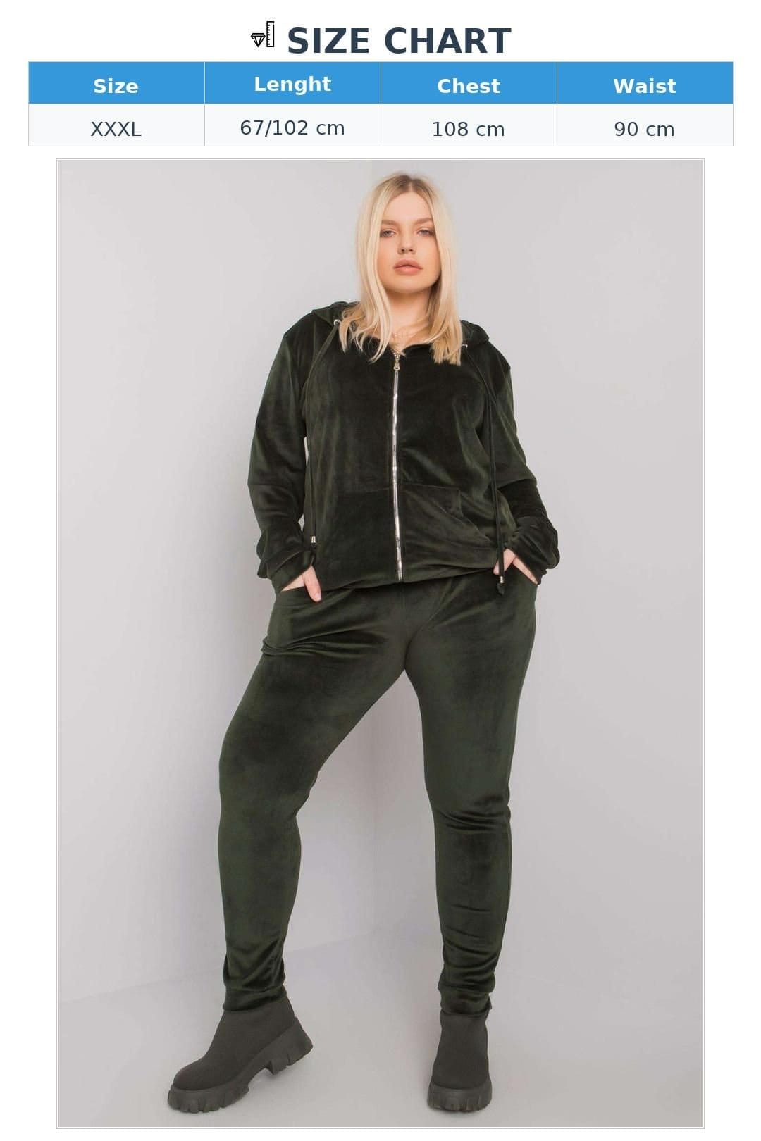 Love Lace Love Lace Women's Plus Size Velour Zip Hoodie Pant Set Style 171041 in Green - 4