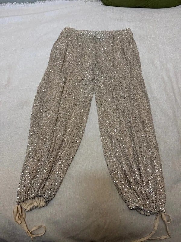 Never Fully Dressed Gold Sequin Balloon Pants