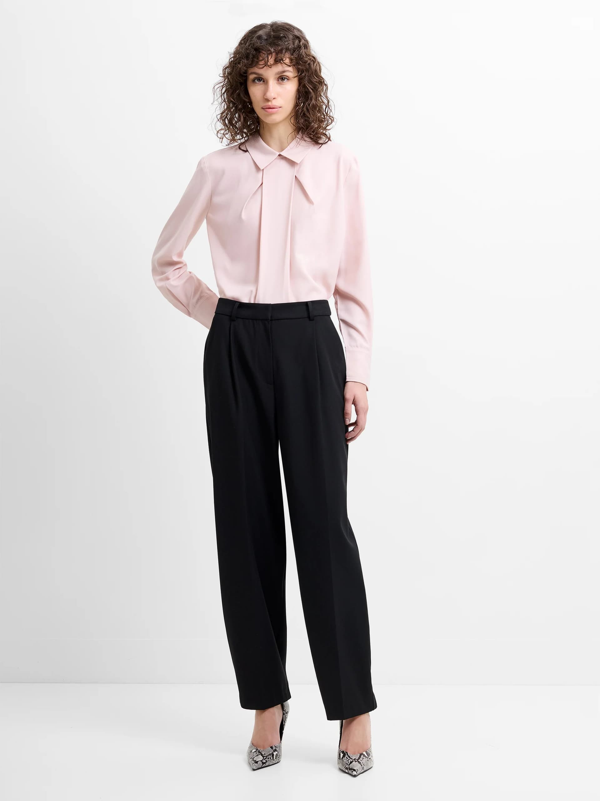 French Connection Netta Tailored Barrel Leg Pleated Trousers Black
