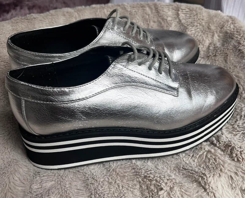 ASOS Silver loafer platform shoes size 6 asos