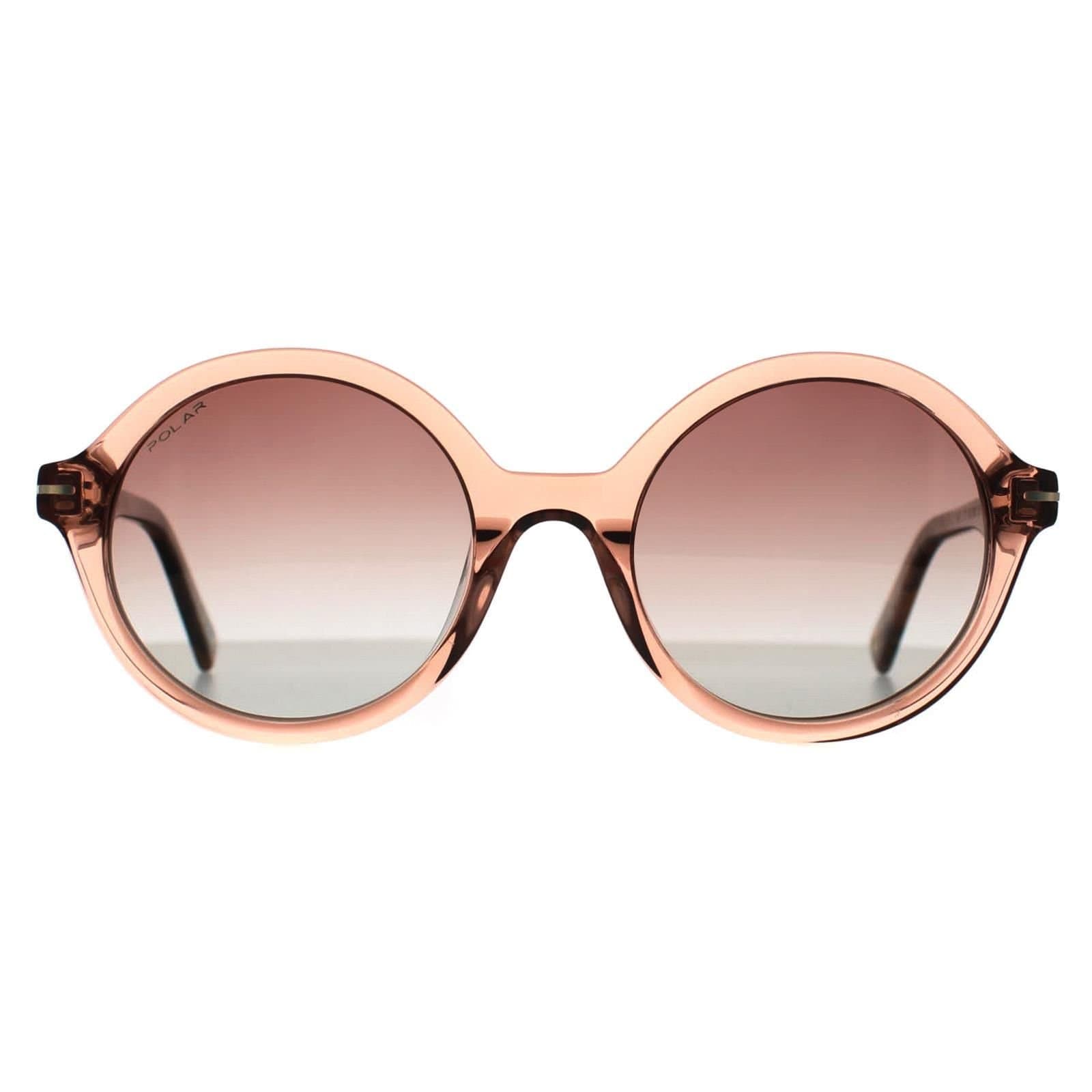 Polar Polar Women's Beige Round Sunglasses with Polarized Gold Lenses