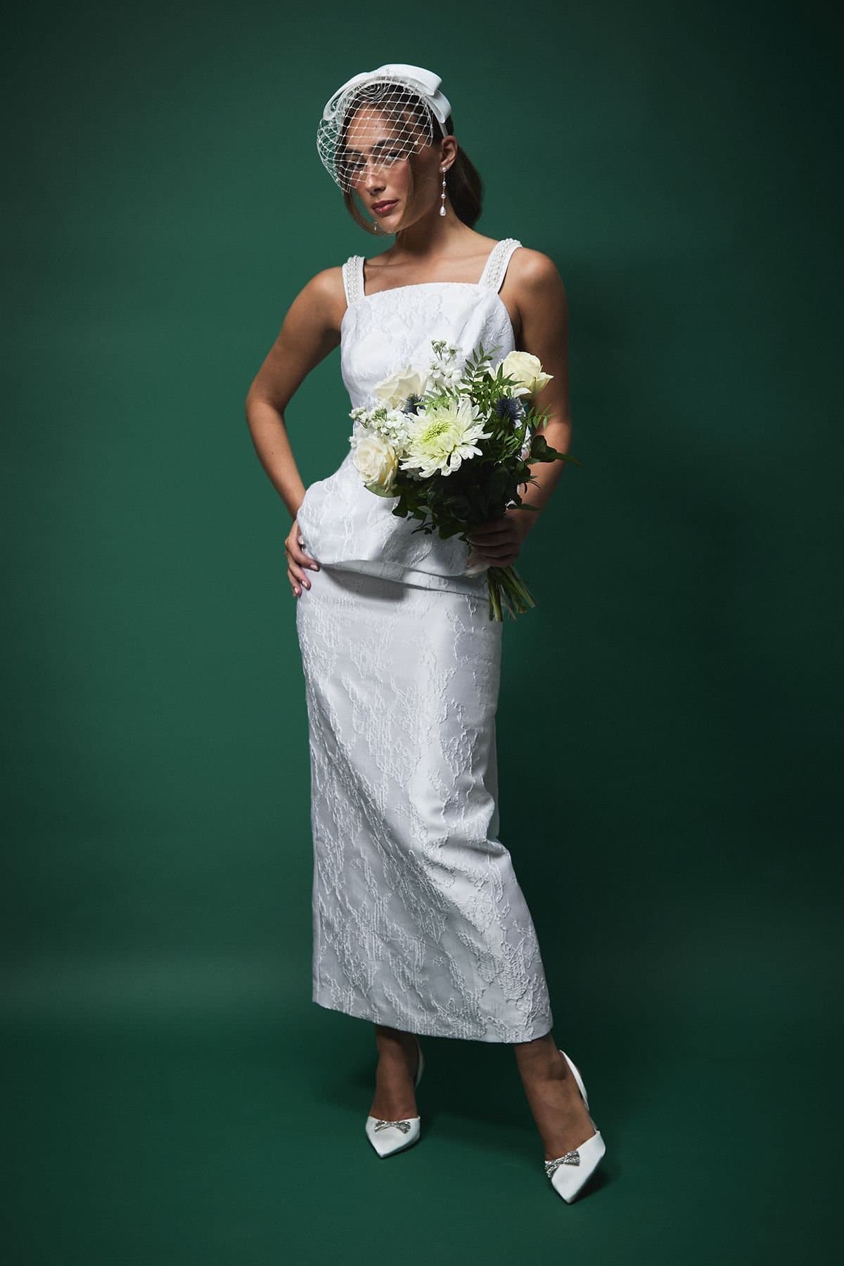 Coast Coast Women's Lisa Tan Jaquard Pencil Skirt in White