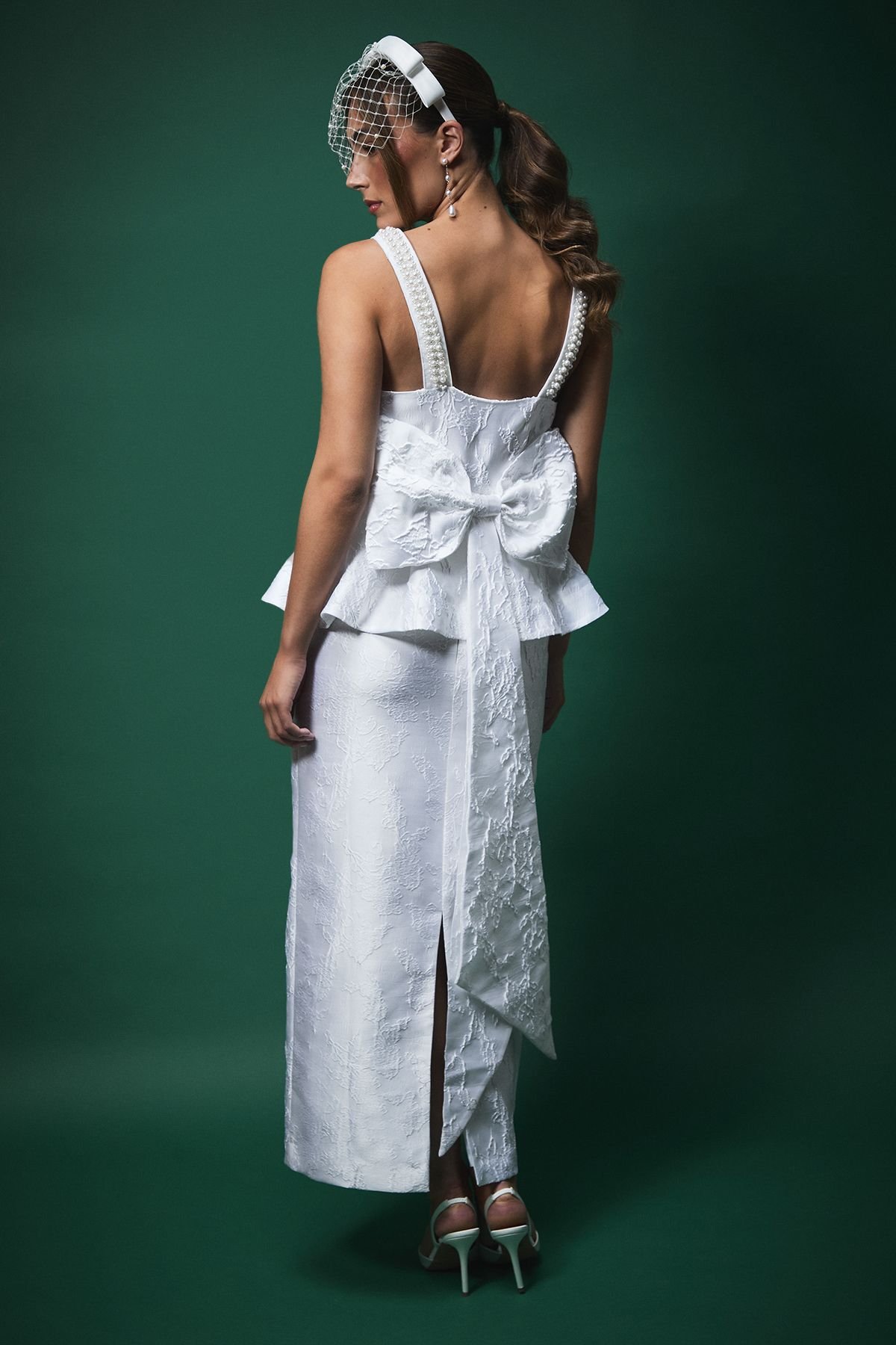 Coast Coast Women's Lisa Tan Jaquard Pencil Skirt in White - 3