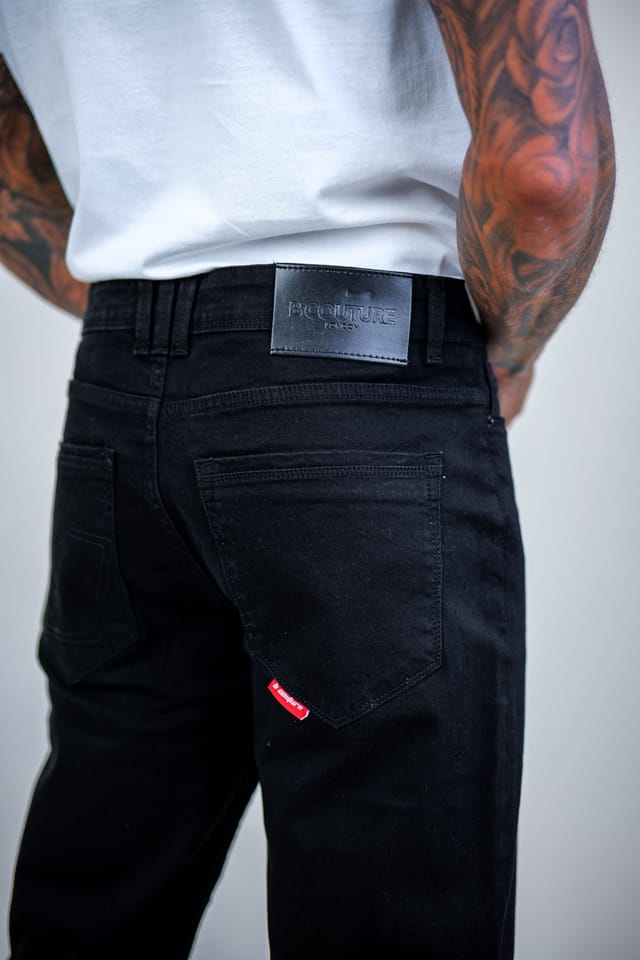 BCouture BCouture Men's Straight Fit Stretch Denim Jeans in Black - 3