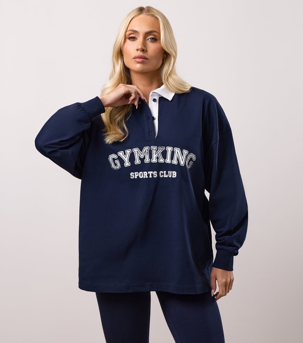Gym King Gym King Navy Cotton Rugby Sweatshirt