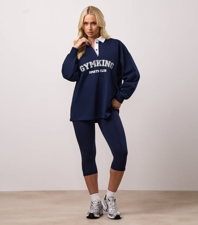 Gym King Women's Navy Cotton Synergy Rugby Shirt Gym King New Look - 2