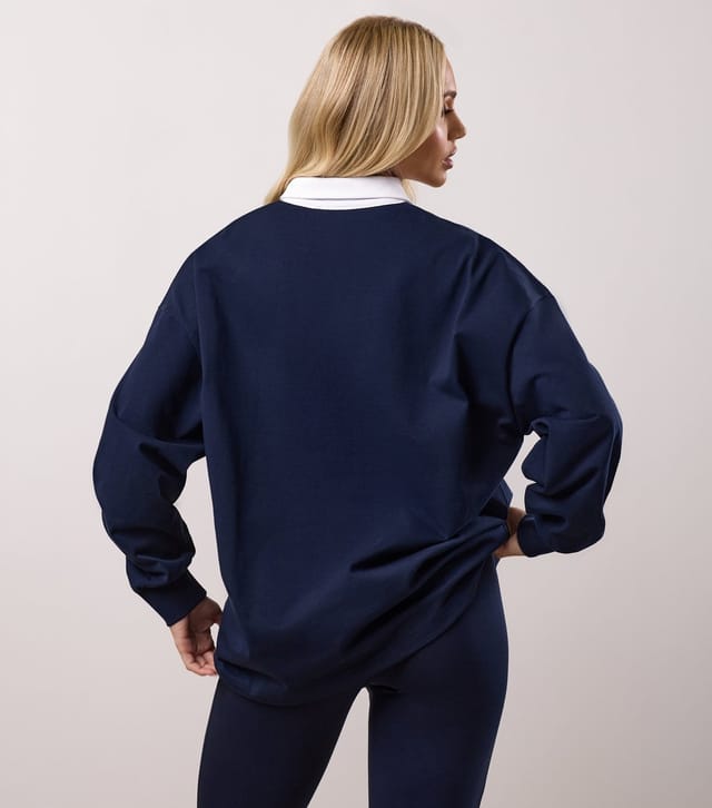 Gym King Women's Navy Cotton Synergy Rugby Shirt Gym King New Look - 3