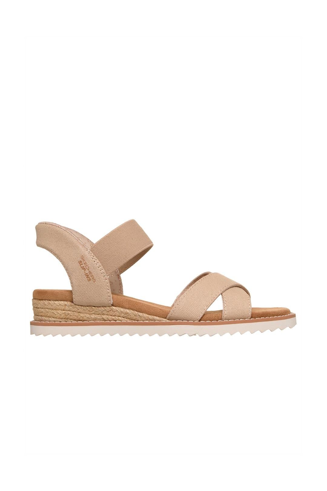 Skechers Skechers Women's DESERT KISS Slip-Ins Washed Canvas Cross Strap Sandal Natural Washed Canvas