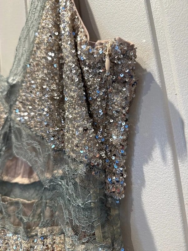 Never Fully Dressed Silver Sequin Mini Dress - Size 14