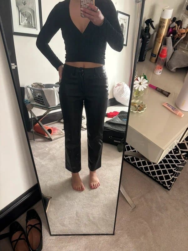 Never Fully Dressed Black leather cropped trousers