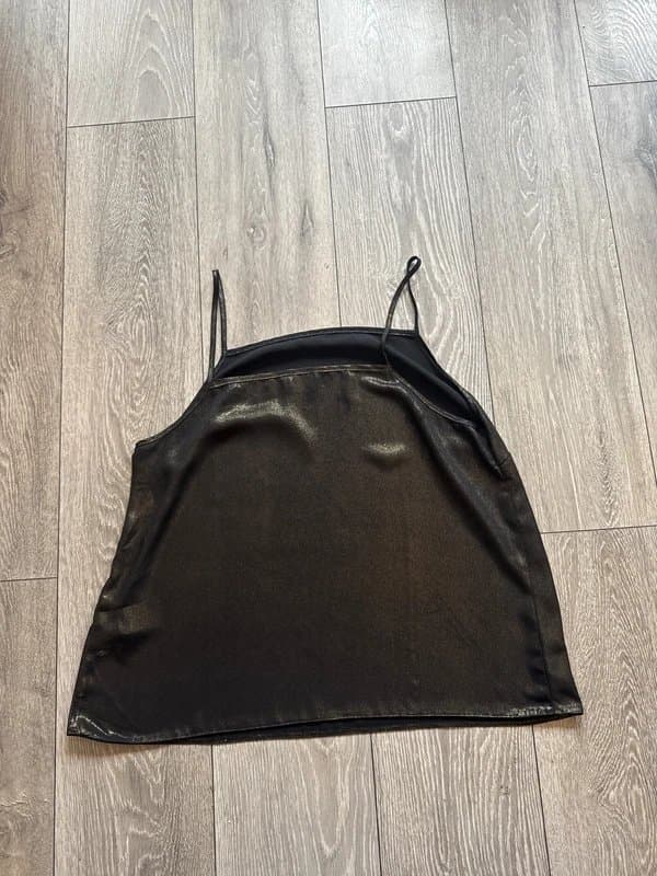 ASOS ASOS Black & Gold Shimmer Cami Top – Size 16