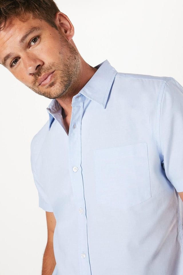 Burton Burton Men's Light Blue Short Sleeve Oxford Shirt - 2