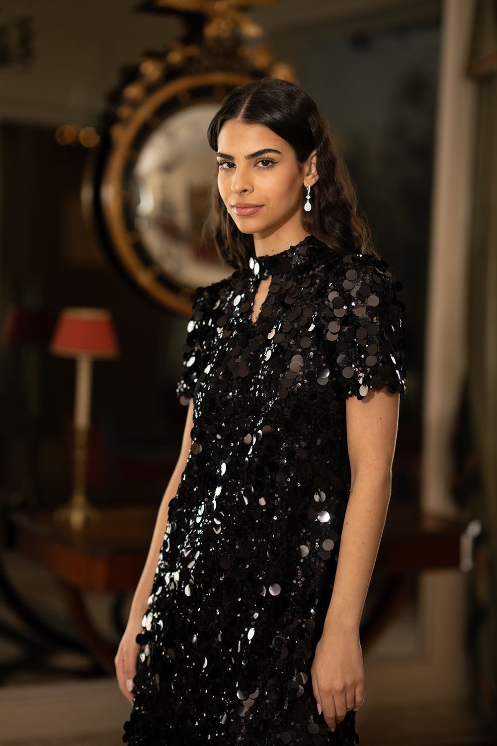 Yumi Yumi Women's Black Big Sequin Tunic With Keyhole Neckline - 2