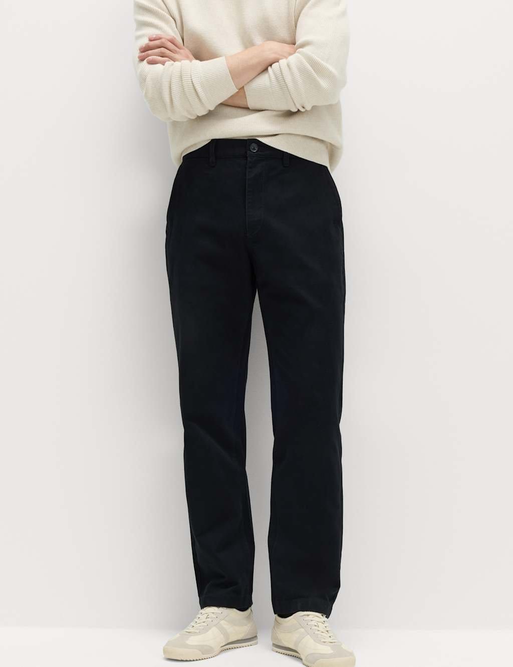 Marks & Spencer M&S Regular Fit Pure Cotton Twill Chinos Black - 1
