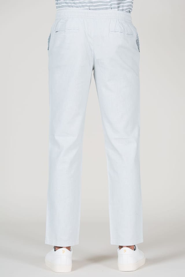 Tokyo Laundry Tokyo Laundry Men's Cotton Linen Drawstring Straight Leg Trousers in Grey - 2