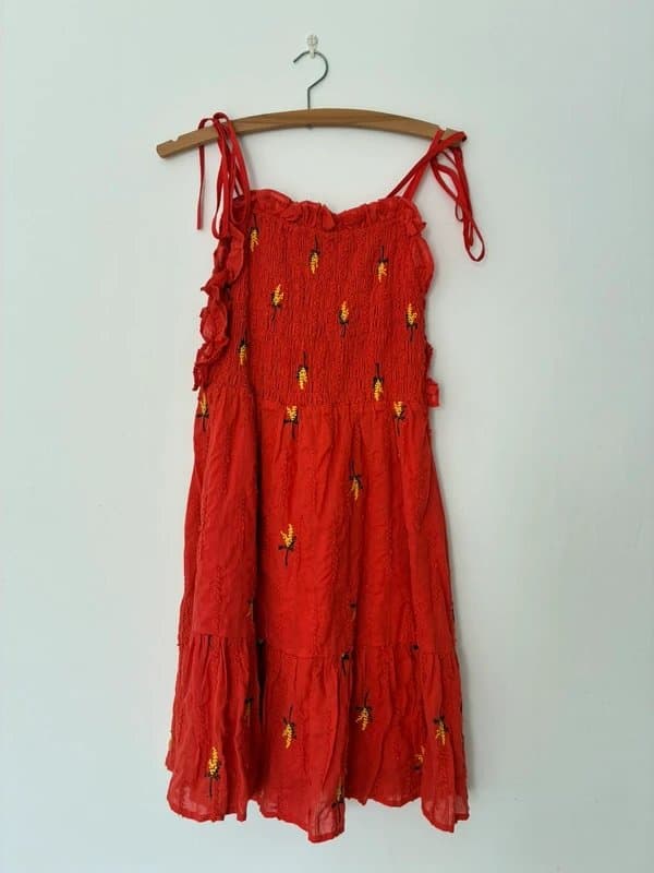 ASOS Red embroidered summer dress - size 6-8