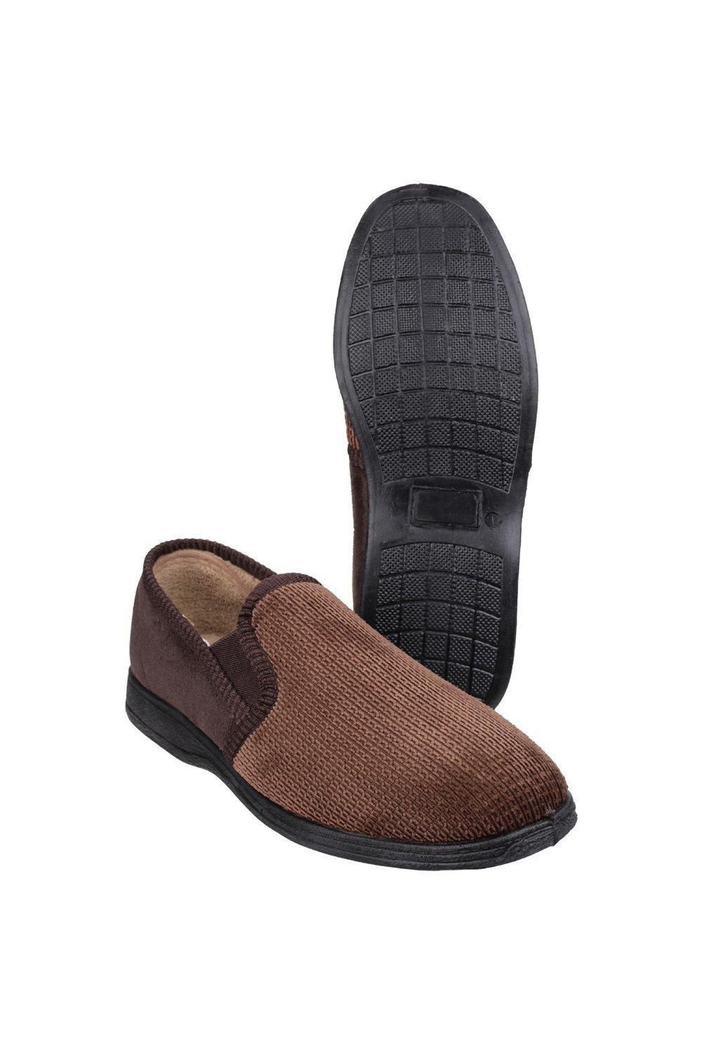 Fleet & Foster Fleet & Foster Men's Tim Twin Gusset Slipper in Brown - 4