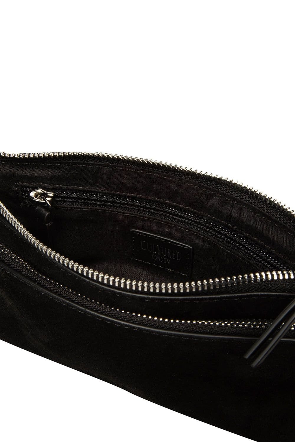 Cultured London Cultured London Women's 'Rosalia' Suede & Leather Evening & Clutch Bag in Black - 4
