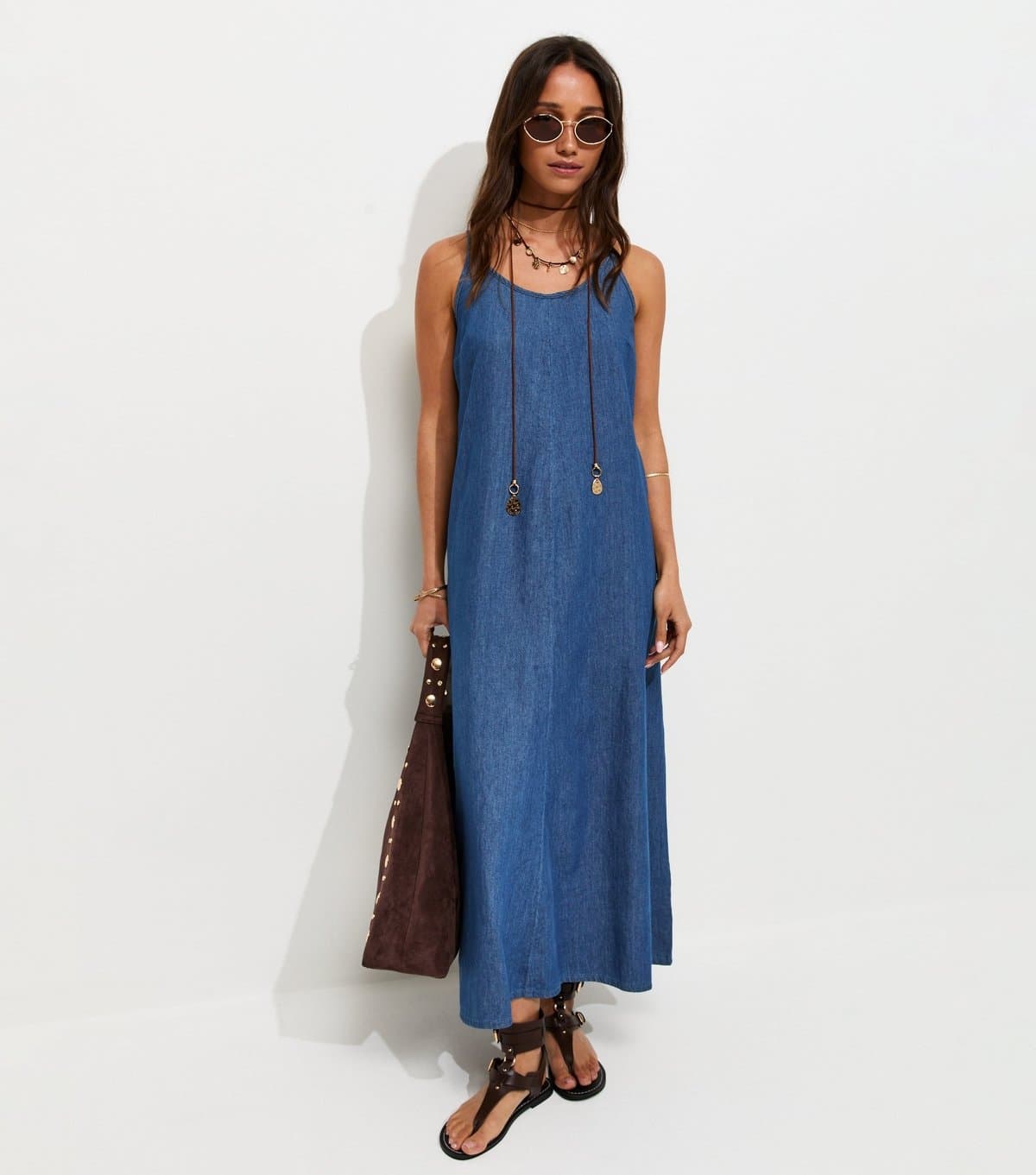 New Look Women's Blue Denim Midaxi Dress New Look