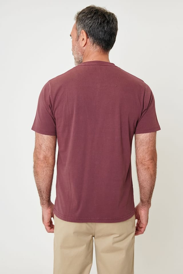 Saltwell Saltwell Men's Garment Dye Cotton Jersey Crew Neck T-Shirt in Maroon - 2