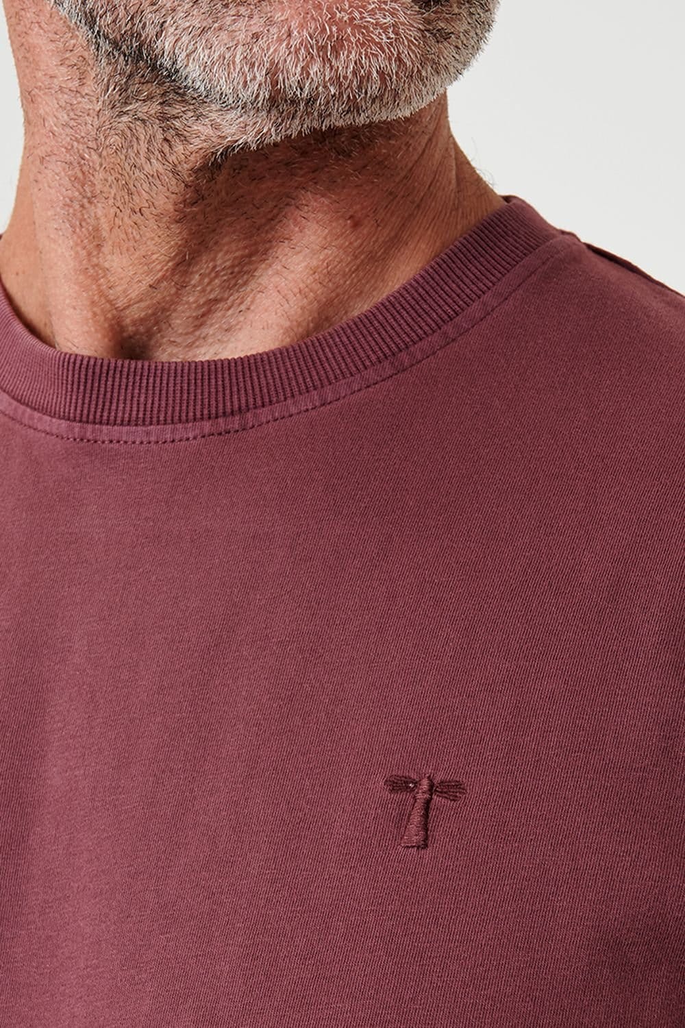 Saltwell Saltwell Men's Garment Dye Cotton Jersey Crew Neck T-Shirt in Maroon - 4