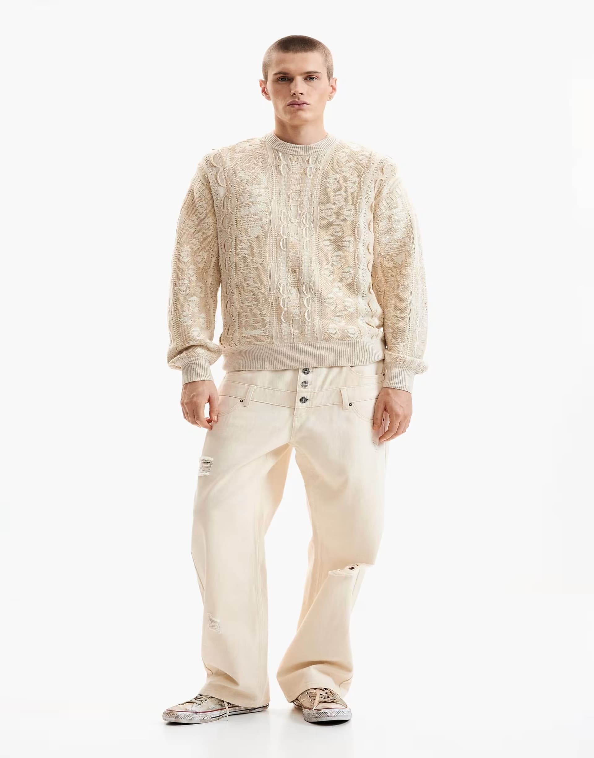 ASOS Desigual Vintage knit sweater in white - CREAM